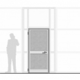 Porta in alluminio e feltro inserita nel pannello- cm 90x210h