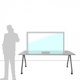 Schermo parafiato MACRO FRONT OFFICE - cm 140x80h  con fessura passacarte cm 30x8h