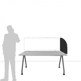Schermo divisorio fonoassorbente curvo TXT "desk" - con 2 morsetti tipo A - cm 75x50h