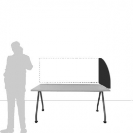 Schermo divisorio fonoassorbente curvo TXT "desk" - con 2 morsetti tipo A - cm 75x60h