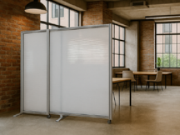 Separè a parete MACRO SLIDE LT "alveolare" - cm 270x200h (2 elementi)